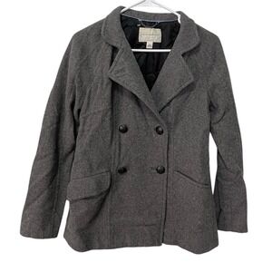 Banana Republic Womens Small Gray Peacoat Wool Blend Double Breasted Jacket